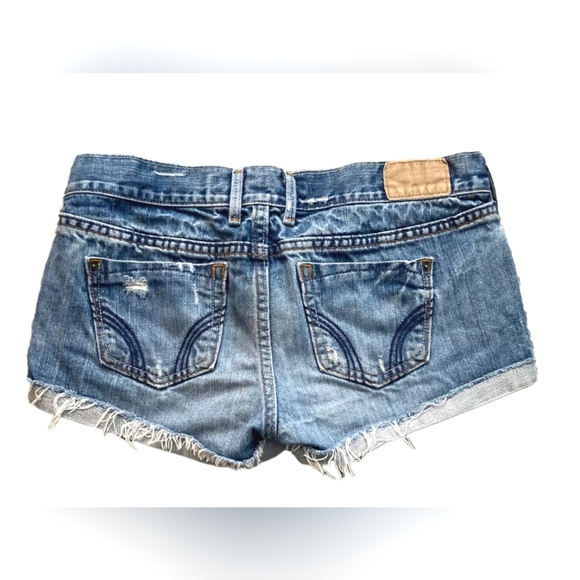 Hollister Junior's Size 1 Shorts Denim Jeans Washed Blue Frayed 100% Cotton Y2k - Picture 2 of 8